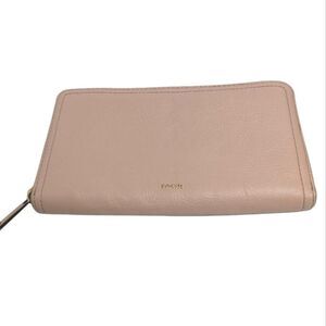Fossil Women's Blush Pink Leather Large Zip Close Wallet